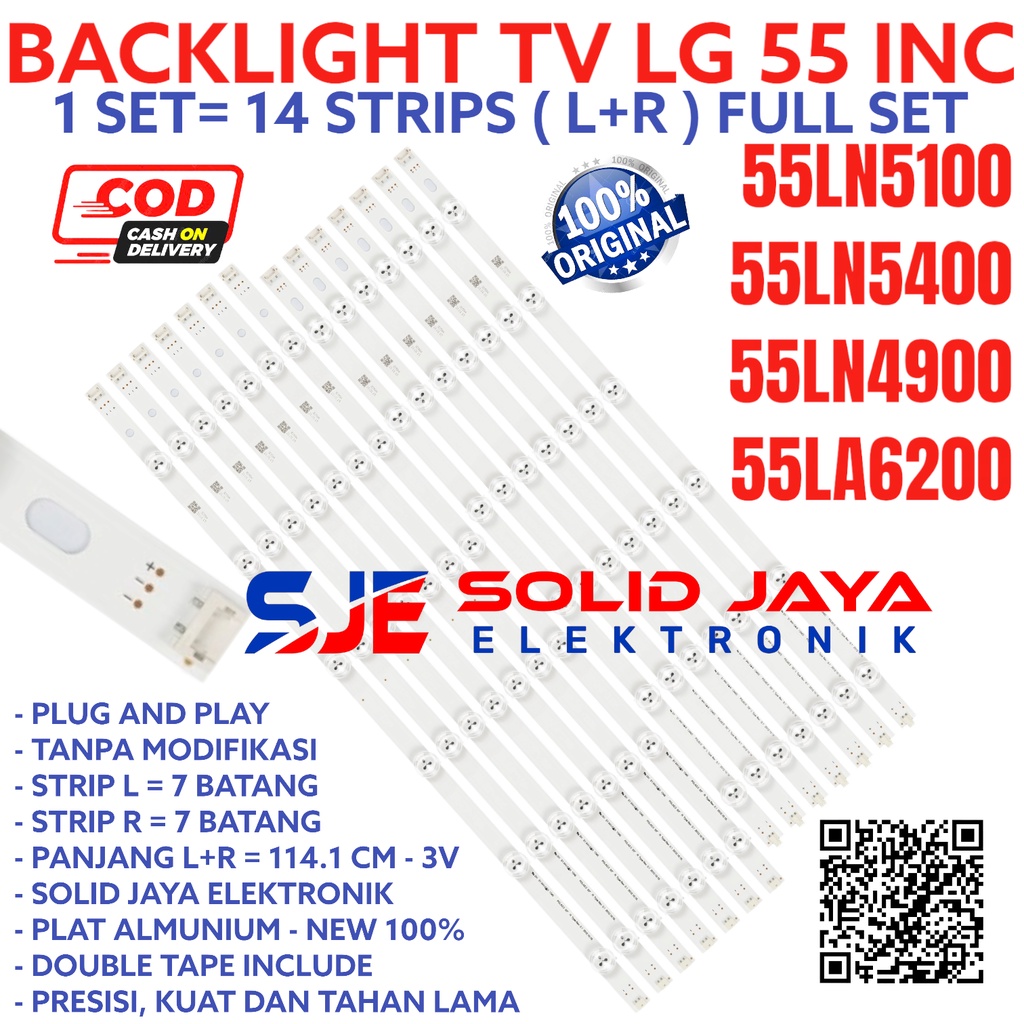 BACKLIGHT TV LED LG 55 INC 55LN5100 55LN5400 55LN4900 55LA6200 LAMPU BL LED TV 55LN 55LA 12K FULL SET KANCING CEKUNG KECIL 55INCH 55INC 55IN LG 55 INC