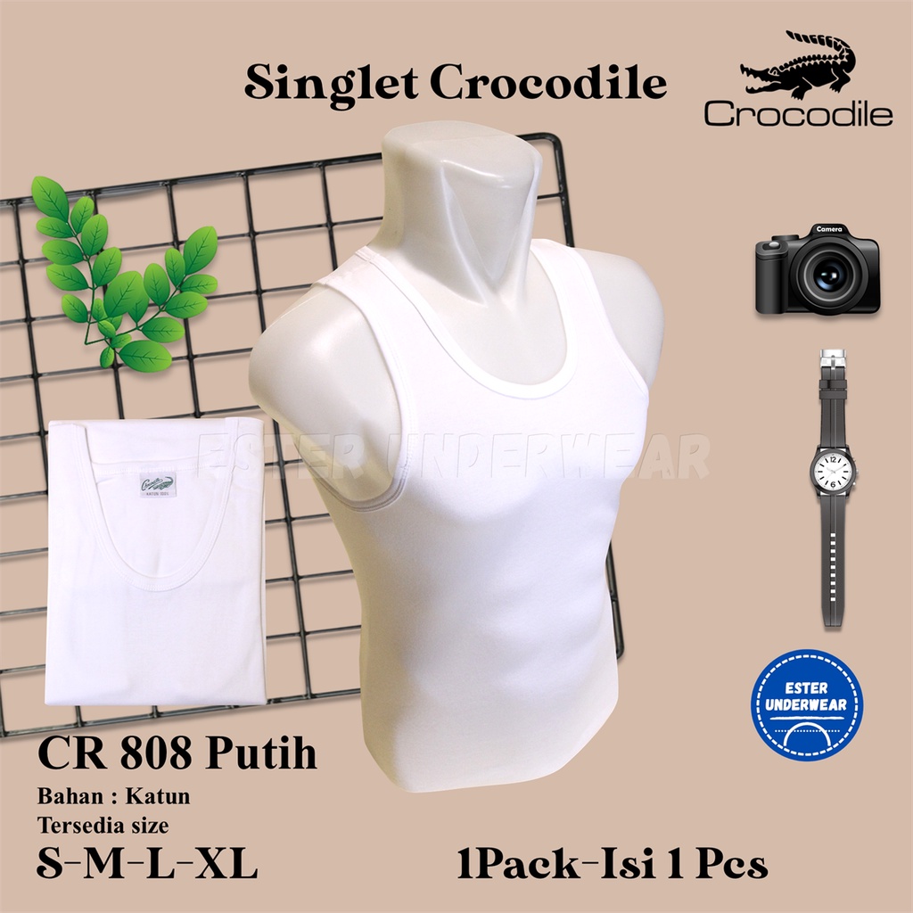 Kaos Singlet Pria CROCODILE CR 808 PUTIH ISI-PCS