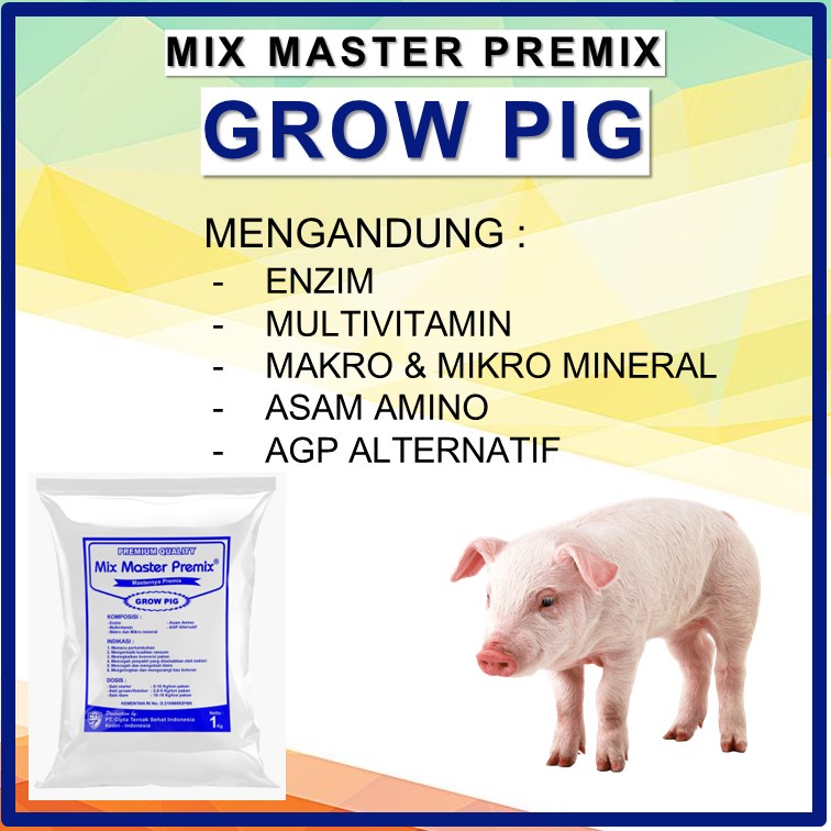 RK MIX MASTER PREMIX GROW PIG - Premix Suplemen Pakan Vitamin Babi Pemacu Pertumbuhan Babi
