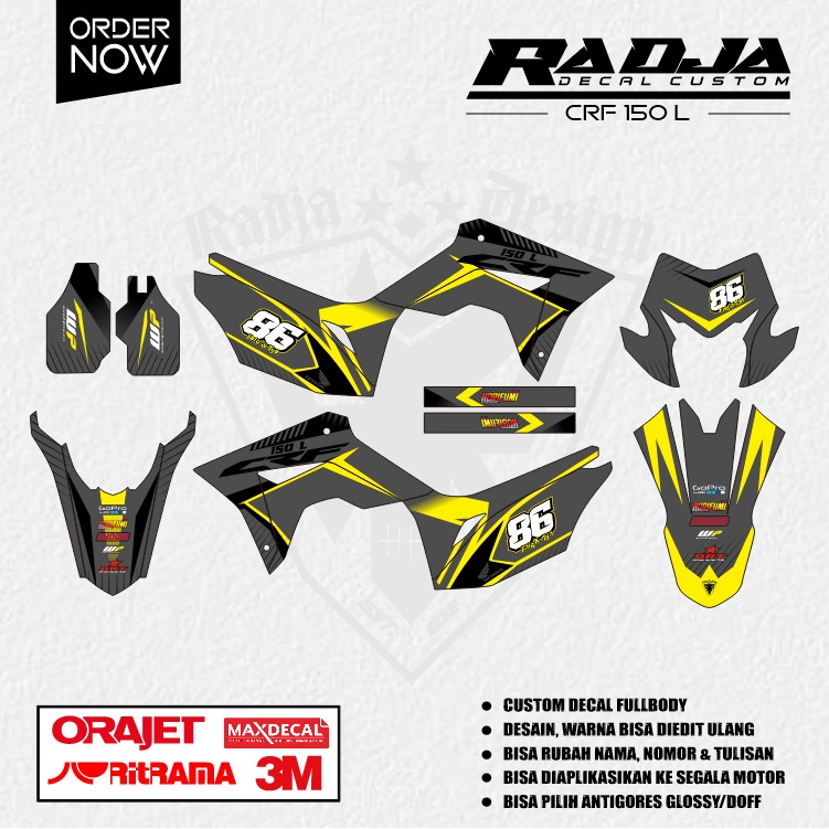 DECAL CRF 150 L FULLBODY (002) DEKAL STIKER 2017 2018 2019 2020 2021 2022 2023 2024 2025 HITAM MERAH