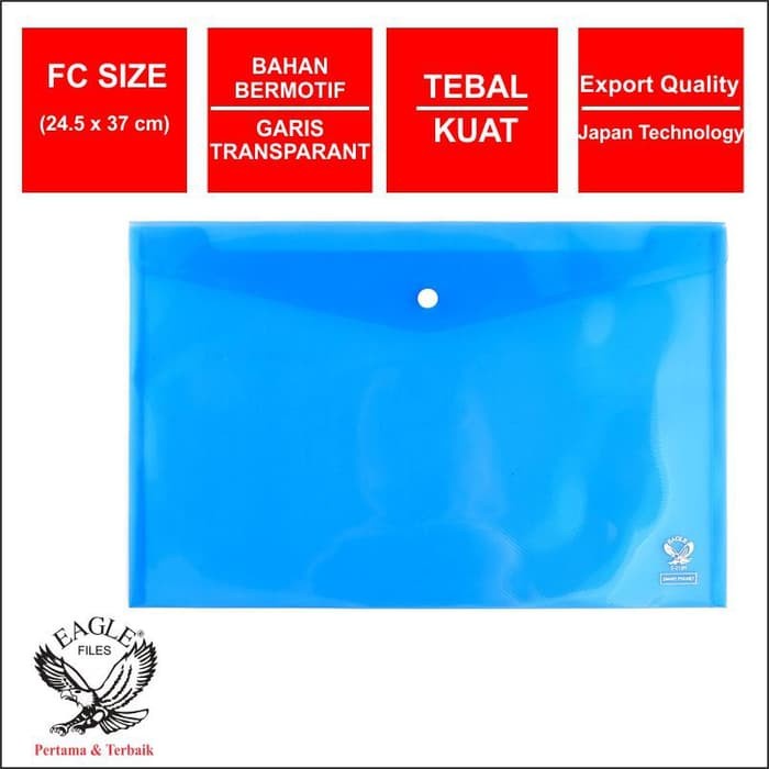 

[ Lusin ] Map Plastik Kancing Satu Tipis Folio - Eagle Files E-212H Star Seller