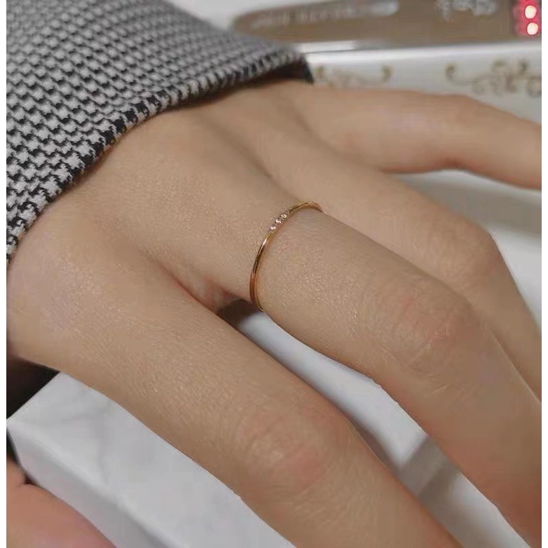 AZ259 【Barang spot】Cincin Wanita Korea Crystal Cincin Lapis Emas 18K Fashion Woman Rings Party Dating Accessories Jewelry