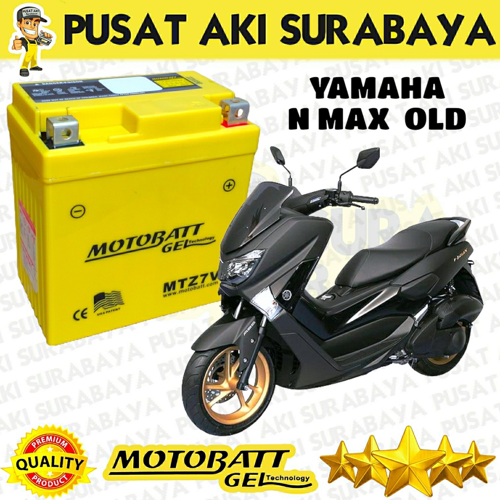 ACCU NMAX 150 MOTOBATT GEL MTZ7V 12V 7AH AKI KERING MOTOR YAMAHA N-MAX OLD 150 AEROX LEXI MT 250 LEVI WR 250 F GTZ7V YTZ7V