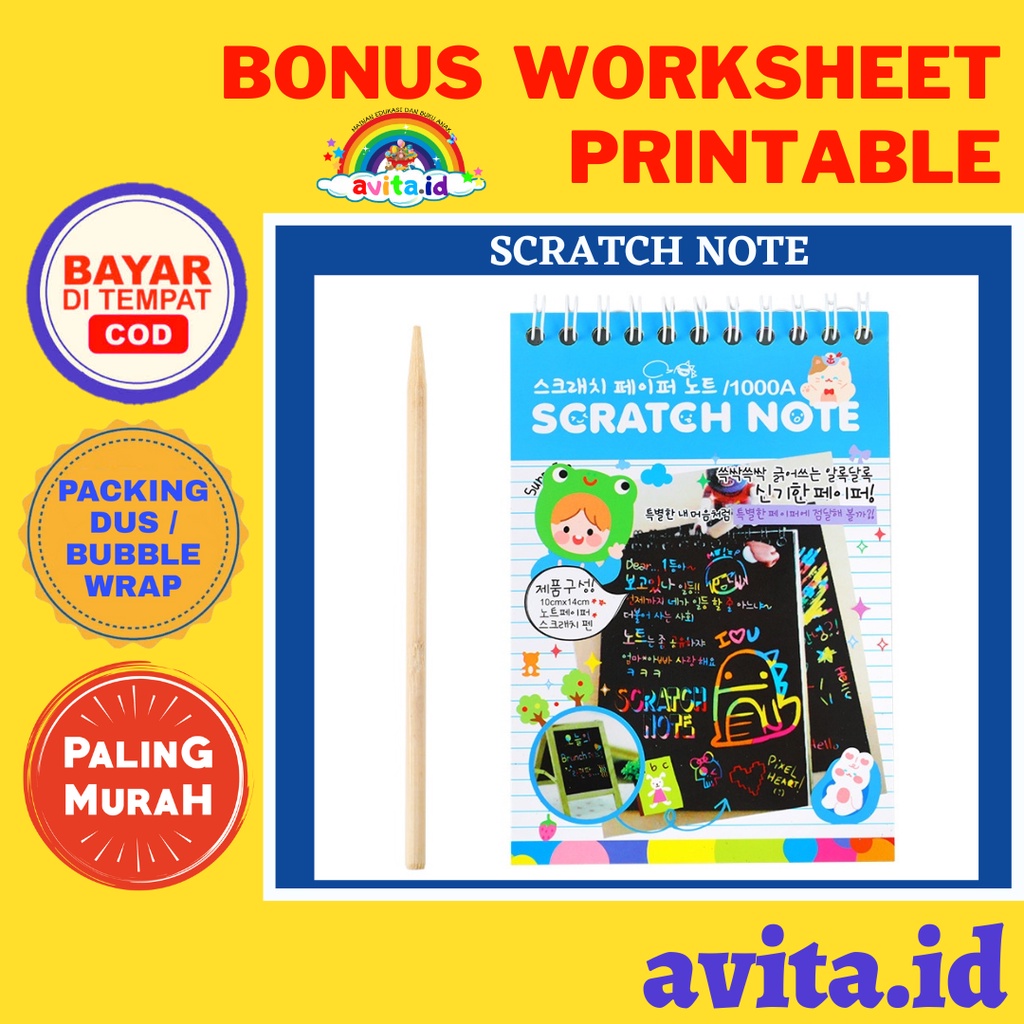 

avita.id Scratch Note Paper Note Buku Gambar Anak / Buku Gambar Mini Tulis Gores Ajaib Colourfull / Scratch Note Mini