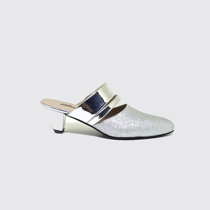 ALN-103 Mules Silver | Sepatu Sandal Heels Wanita Ukuran Besar Jumbo Heel Formal Pesta Wedding Pengantin Big Size