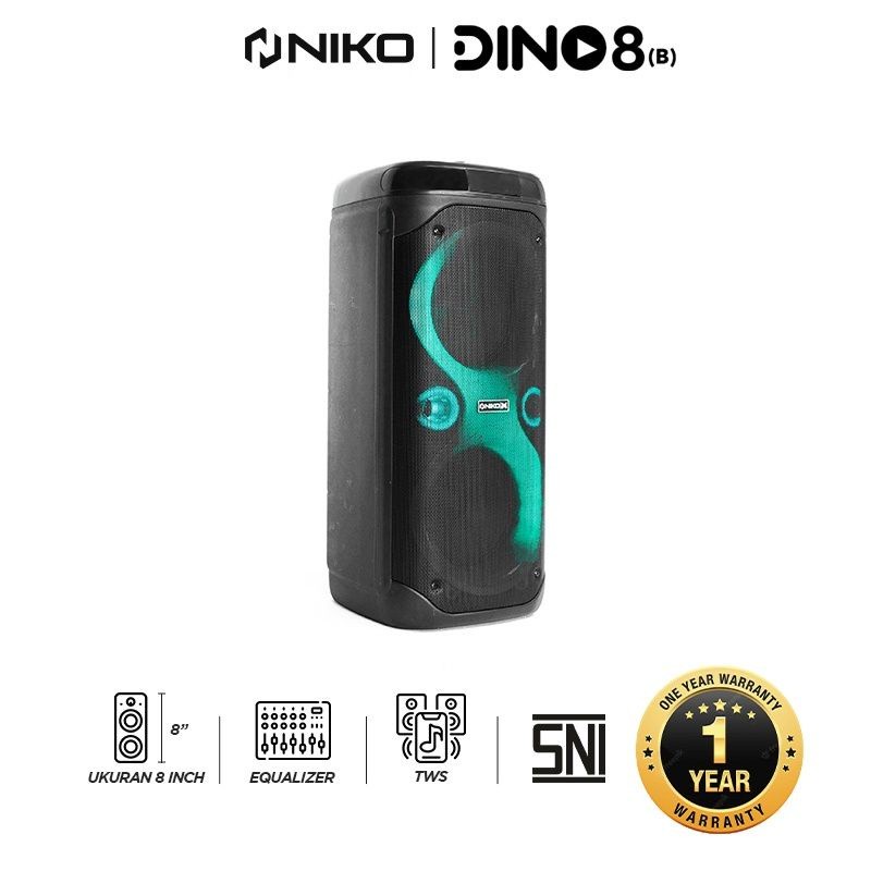 NIKO Speaker Bluetooth 8 inch DINO 8B - 2 mic