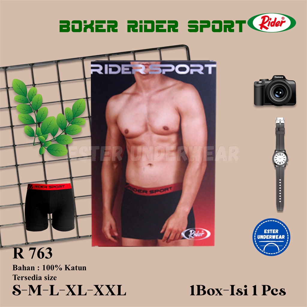 Celana Boxer Pria RIDER SPORT R 763 Isi 1 Pcs