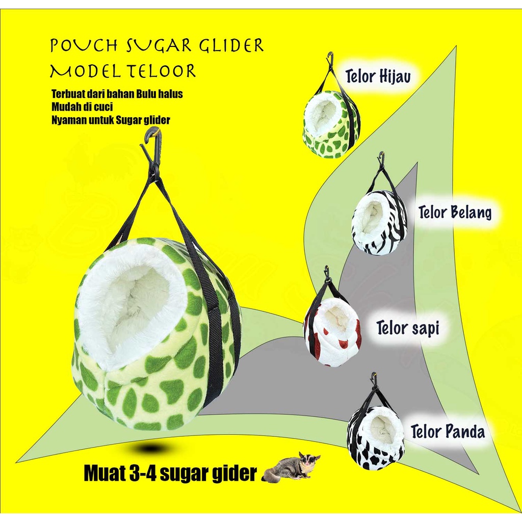 SLEEPING POUCH MODEL TELOR UNTUK HEWAN SUGAR GLIDER / TUPAI TERBANG