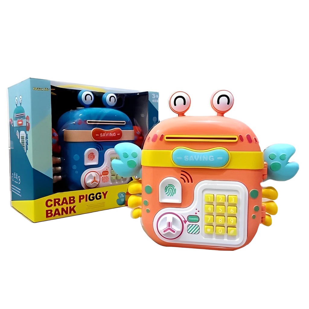 Crab Piggy Bank ATM Pin &amp; Bersuara | Celengan Mainan Edukasi Anak 3-4-5-6-7 Tahun | Kado Ultah Anak Cewek