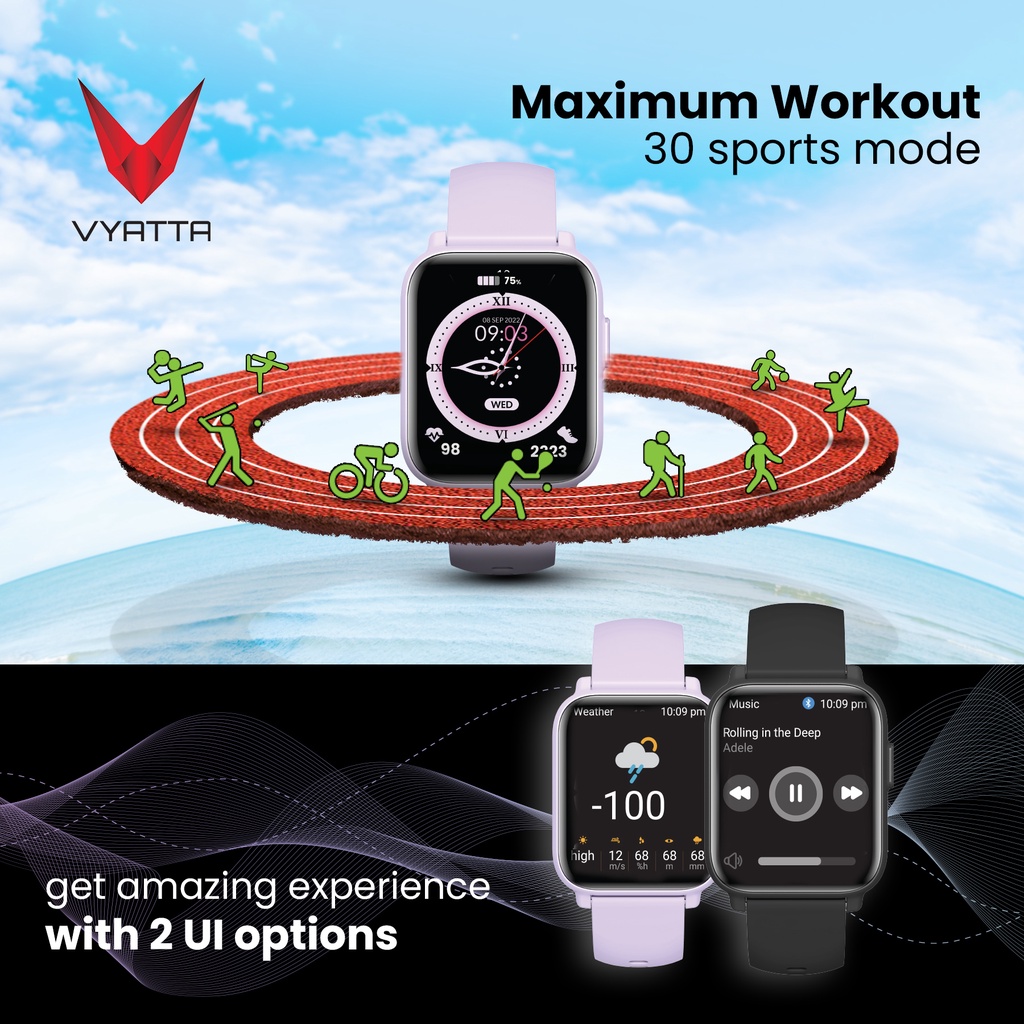 VYATTA FITME PRO SMARTWATCH SQUARE IPS SCREEN 1.9&quot; BLUETOOTH PHONE CALL REAL HEART RATE SENSOR MULTI SPORTS MODE