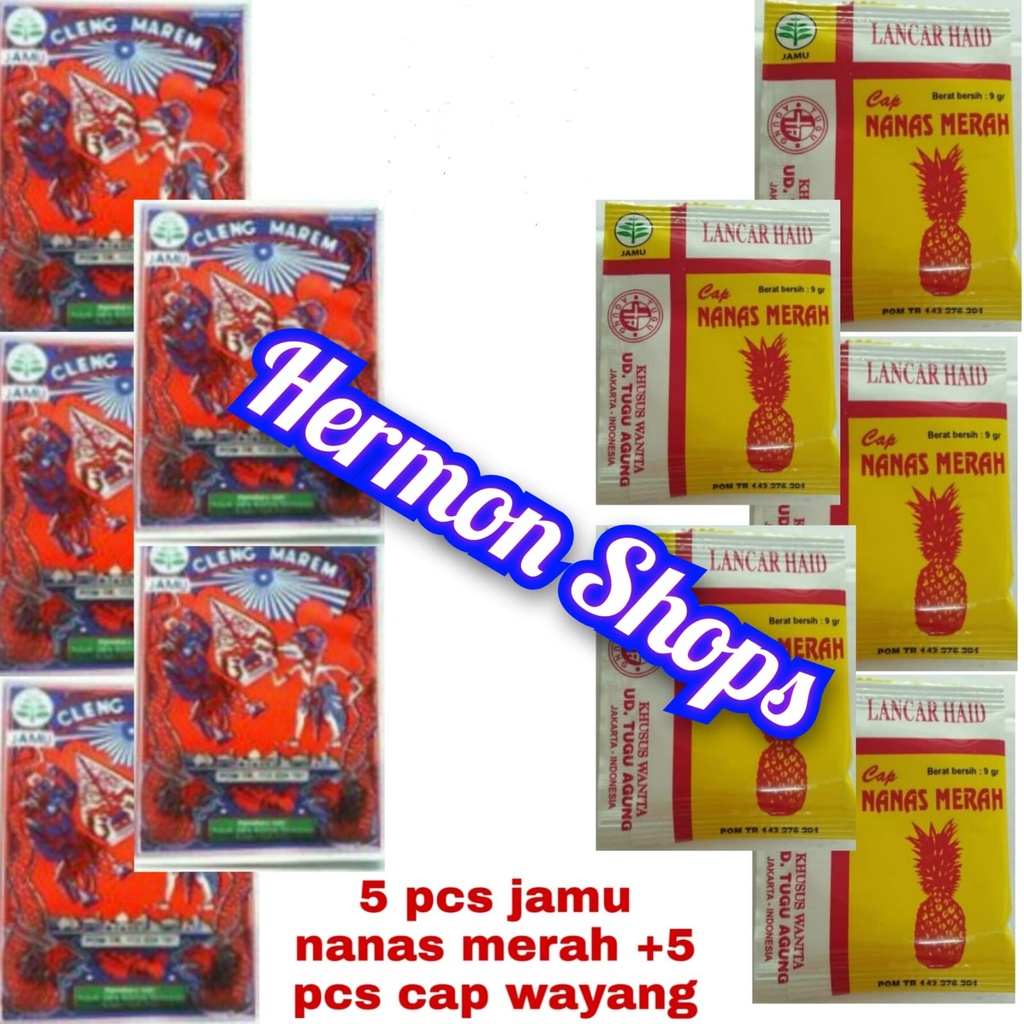 Jamu Nanas Merah & Cap Wayang ( Becak ) Paket 5+5 Pcs jamu pelancar haid tradisional