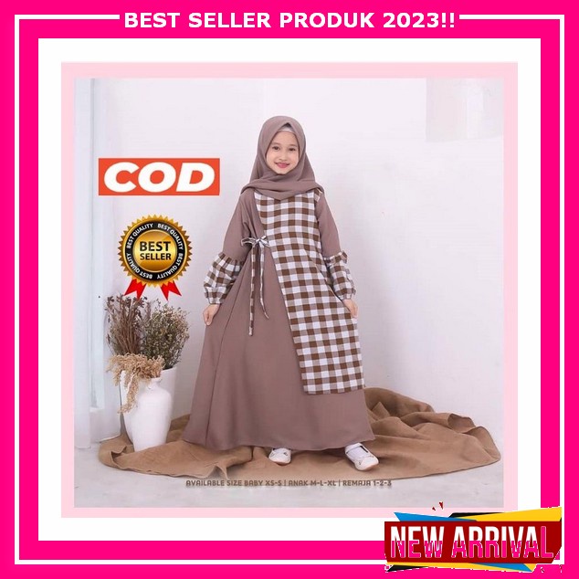 Khalisa Kaftan Kids | Bahan Crincle Airflow Import | Warna Green Sage | Gamis Anak Tanggung Umur 6 7