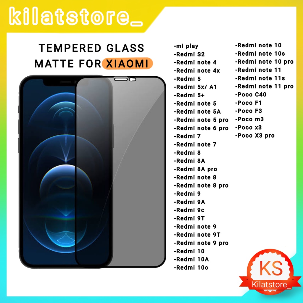 Tempered Glass Matte Anti Glare for Xiaomi + Packing Kardus dan Tisu