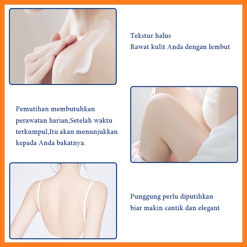 Brightening body lotion Lotion pemutih badan Bodi lotion 250ml Vitamin C pemutih badan, lotion memutihkan pelembab dan meremajakan kulit, Menghilangkan kusam kulit ,Hapus kulit Perchylokeratosis , Mencerahkan warna kulit, Meninggalkan harum lama