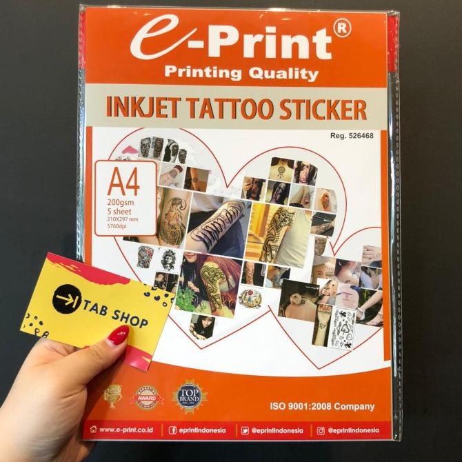 

e-Print Inkjet Tattoo Sticker A4 200gsm 5lbr Kertas Tato Stiker ePrint