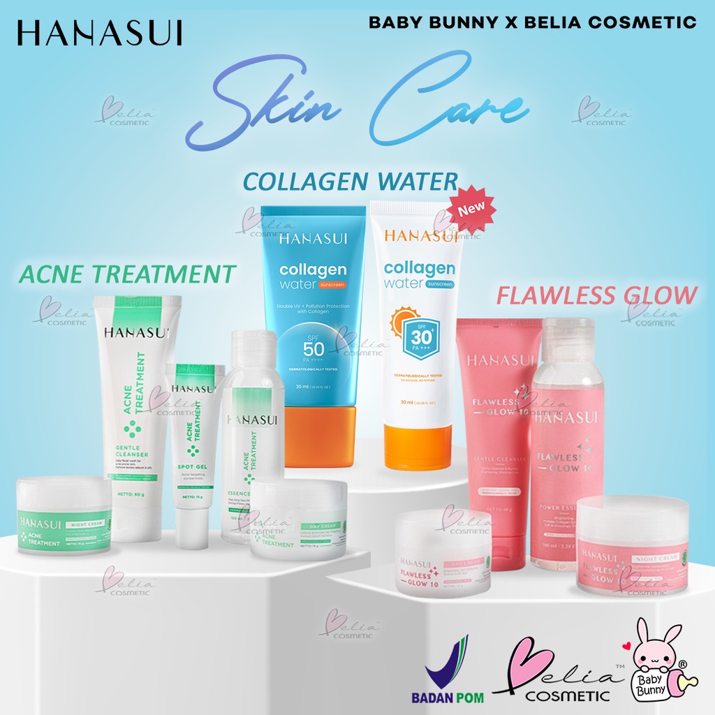 ❤ BELIA ❤ HANASUI Glow Series | Collagen Water | Acne Treatment | Flawless Glow 10 Series | Acne Spot | Night Day Cream | Essence | BPOM