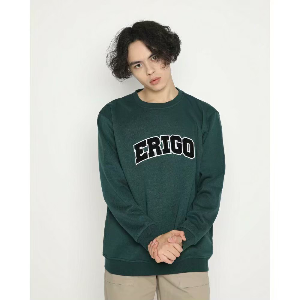 Sweatshirt Erigo - Sweater Crewneck ERG Bordir - Bahan Tebal Flecce Lokal Brand Original