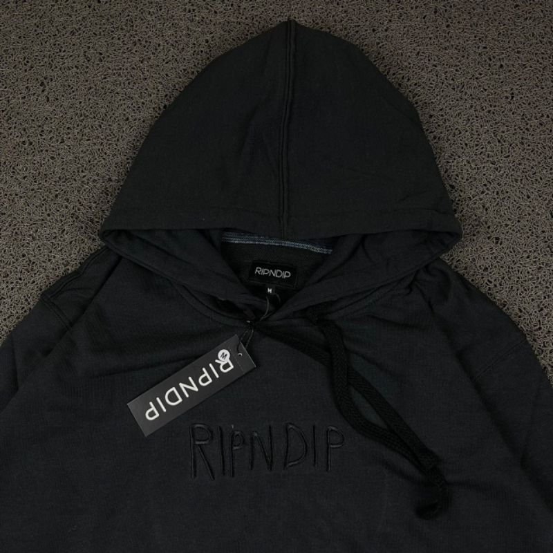 HOODIE RIPNDIP BLACK EMBOS FULL TAG LABEL CASUAL