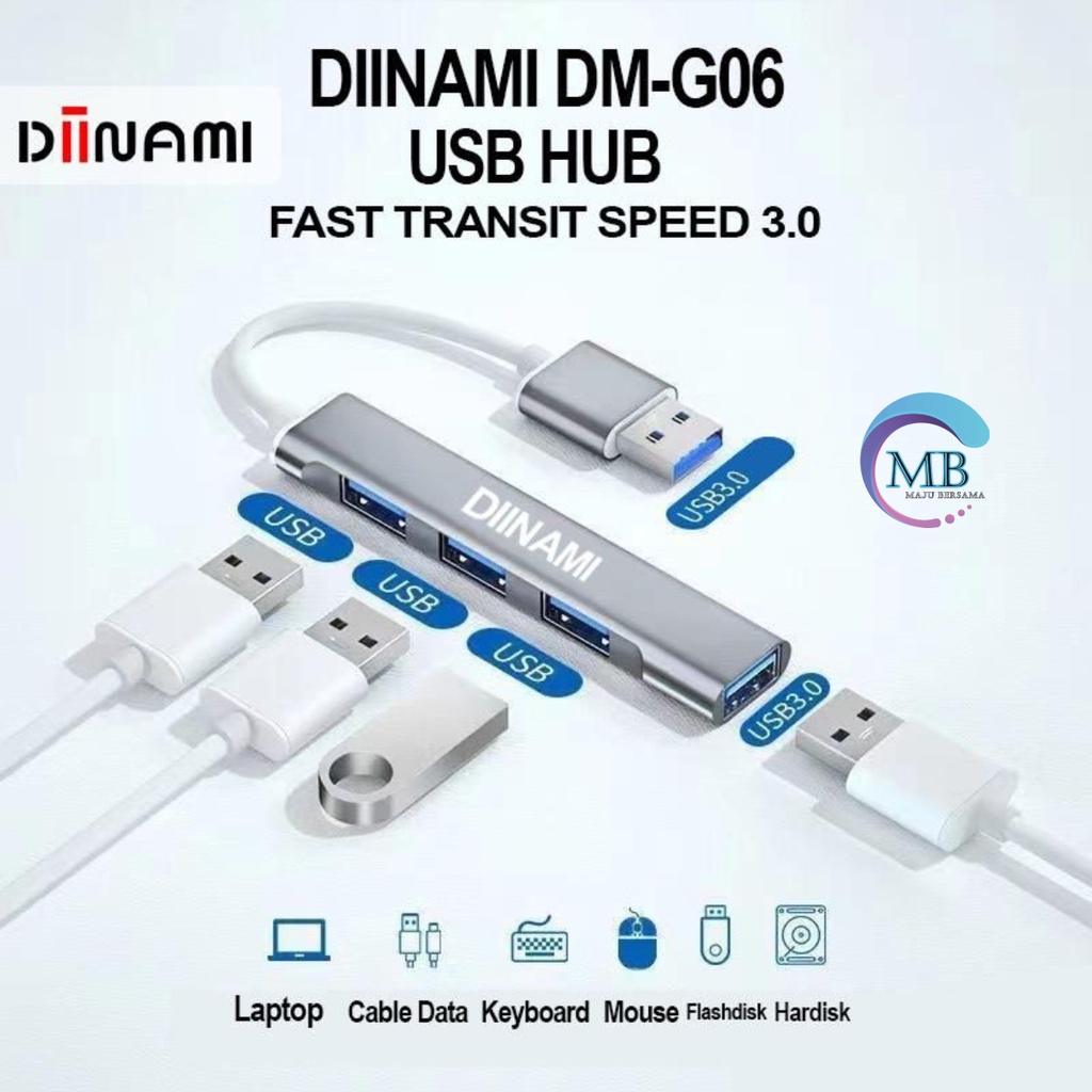 DIINAMI DM- G06 USB Hub 4 Ports USB 3.0 High Speed 5GBPS Original - Garansi Resmi 1 Tahun MB4451