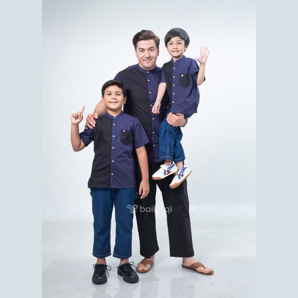 Baihaqi Kemko Couple Sakha Navy Lengan Pendek BAKP53B