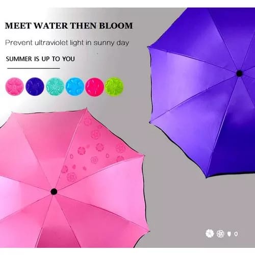 (MLTSTR) Payung Lipat 3D Magic Polos Payung Magic Umbrella 3D Kena Hujan Keluar Motif Bunga