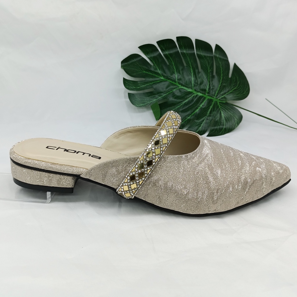 CHOMA - Sandal Flat/Sandal Wanita Teplek/sendal slop tali/sendal flat payet/sendal wadinta/sendal weeding