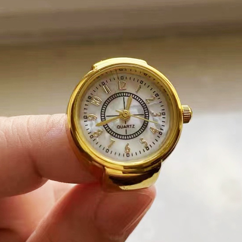 ♞✼☢Trendi Jari Bergerak Pointer Simulasi Watch Cincin untuk Wanita Pria Paduan Jam Tangan Jam Retro 