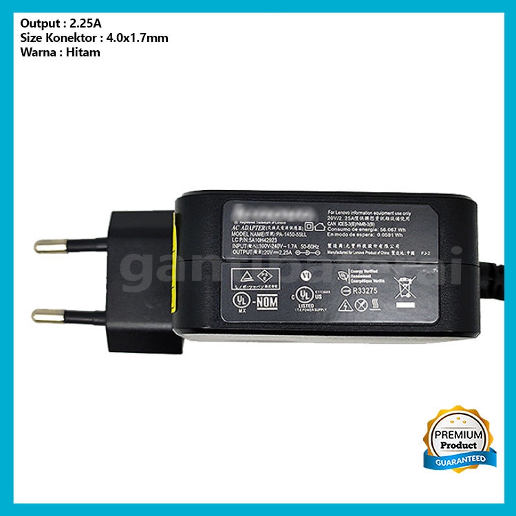 Adaptor Charger Le Ideapad 100 100s 110 310 510 2.25a 4.0x1.7mm