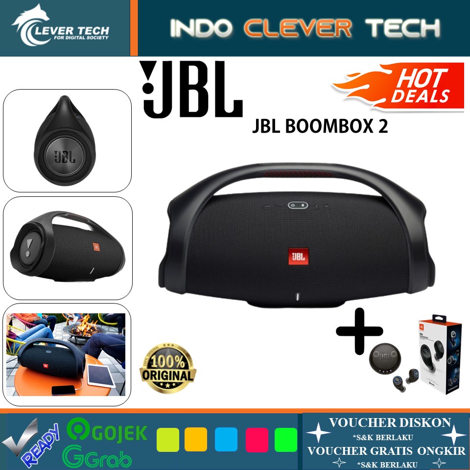 JBL Boombox 2 Portable Bluetooth Speaker + JBL Free X Blue