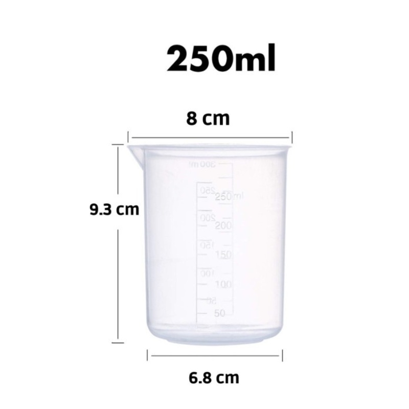 Beaker Measuring Cup Plastik Gelas Takar Lab Gelas Ukur Cairan Kimia - 250ML