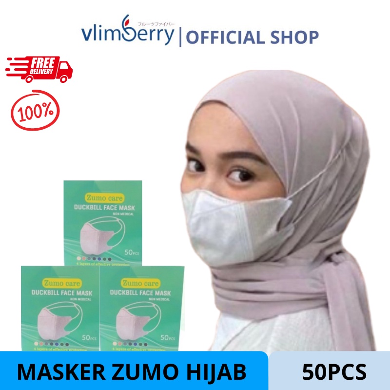 Masker Duckbill Zumo Masker Hijab Isi 50Pcs 4ply