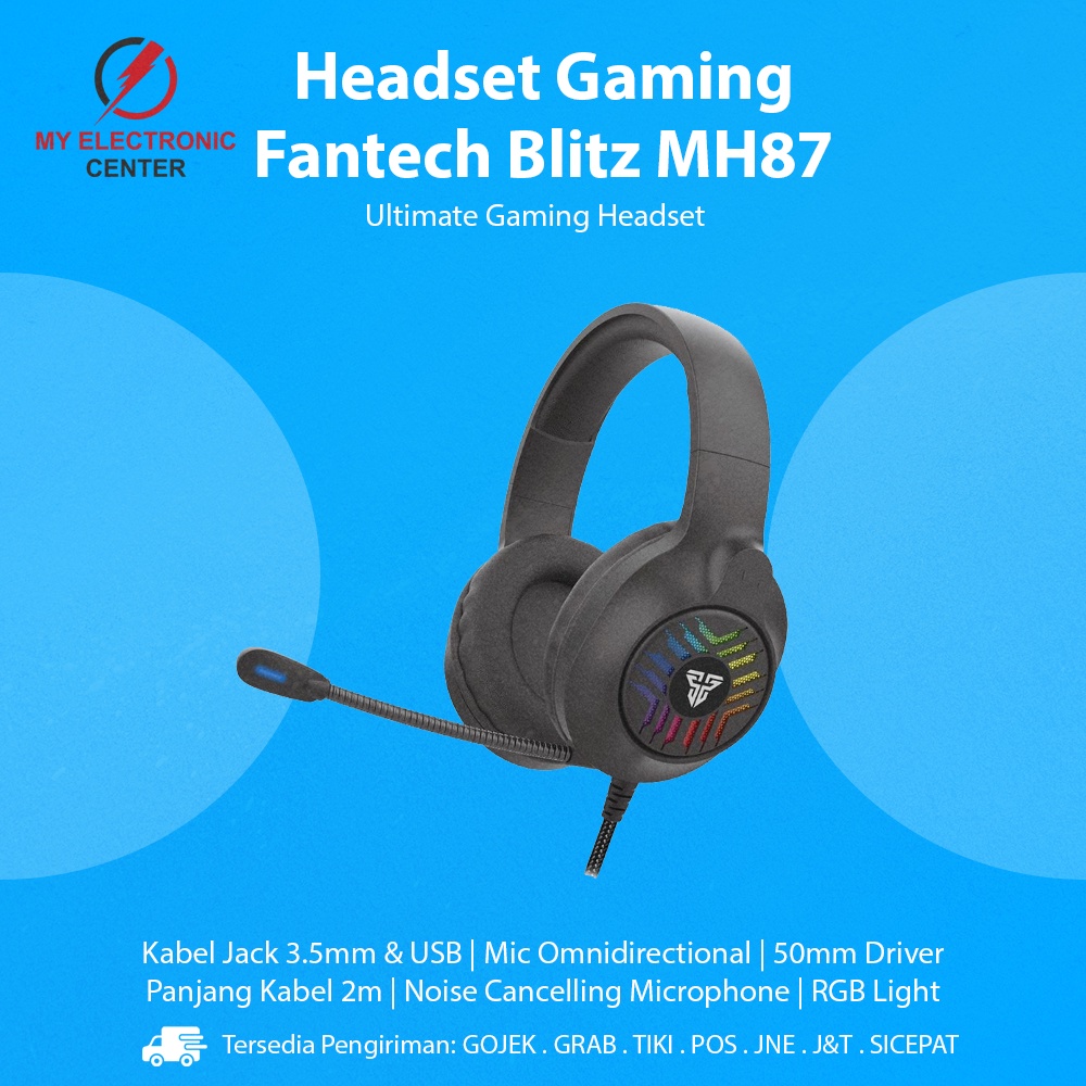 Headset Gaming Fantech Blitz MH87 Headphone Laptop Komputer PC HP