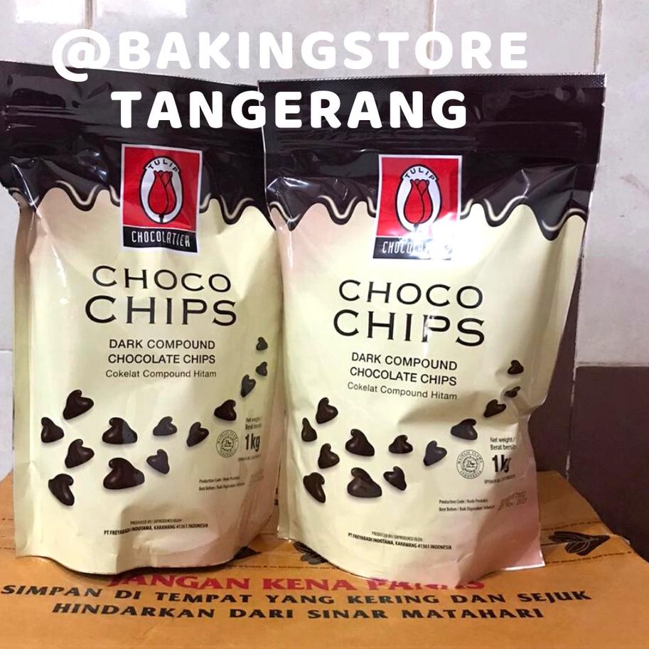 

✴ Choco chip Dark Chocolate tulip 1Kg - chocochips dark coklat ♦