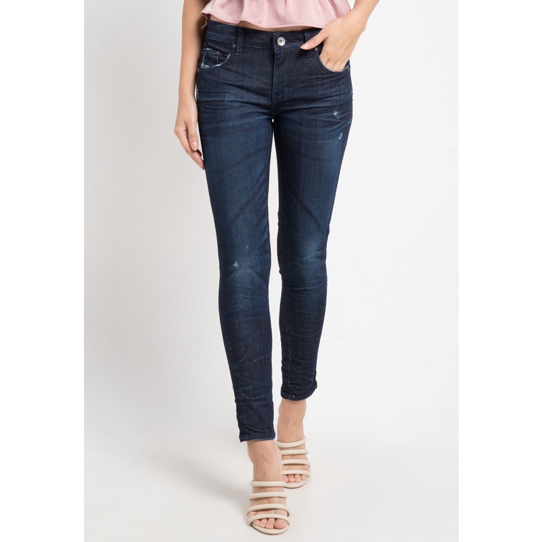Celana Jeans Logo Original Jens Santai Nyaman Ori 100% Skinny 87 Series Wanita Female Dark Biru Mate