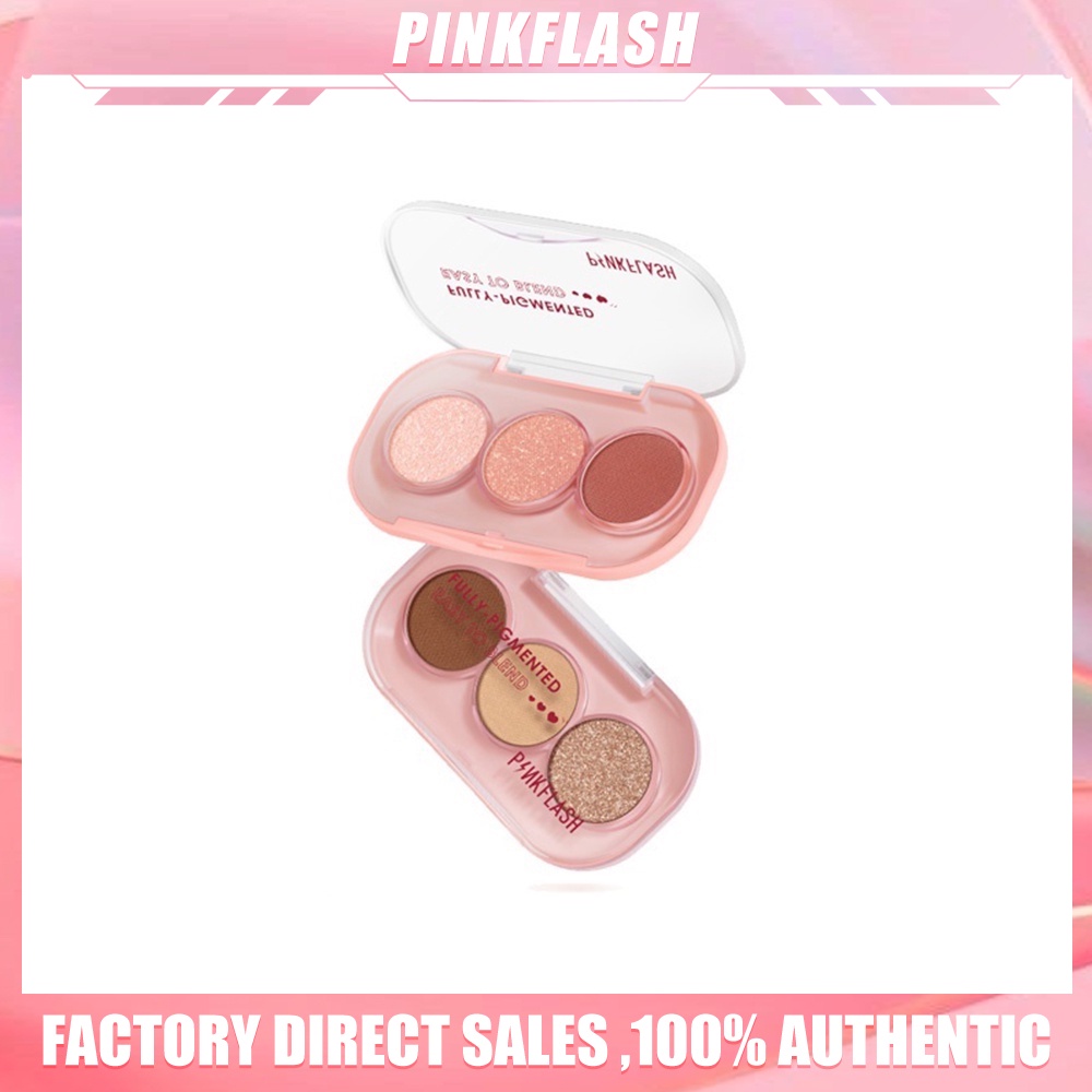 PINKFLASH 3 Shades Eyeshadow Palette Kosmetik Alis High Pigment Giltter High Pigment Easy To Blend Lasting 11 Colors