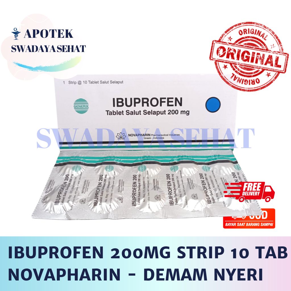IBUPROFEN 200MG STRIP 10 TABLET NOVAPHARIN - Obat Demam Nyeri Dewasa