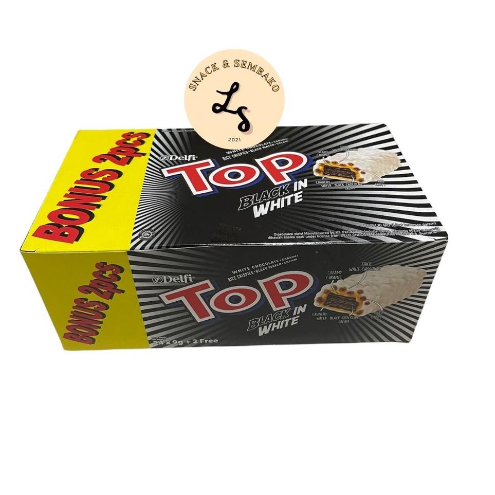 

COD Delfi Top Wafer Box Coklat/Black in White - 1 Box 24pcs + 2 Free x 9gr gas !!