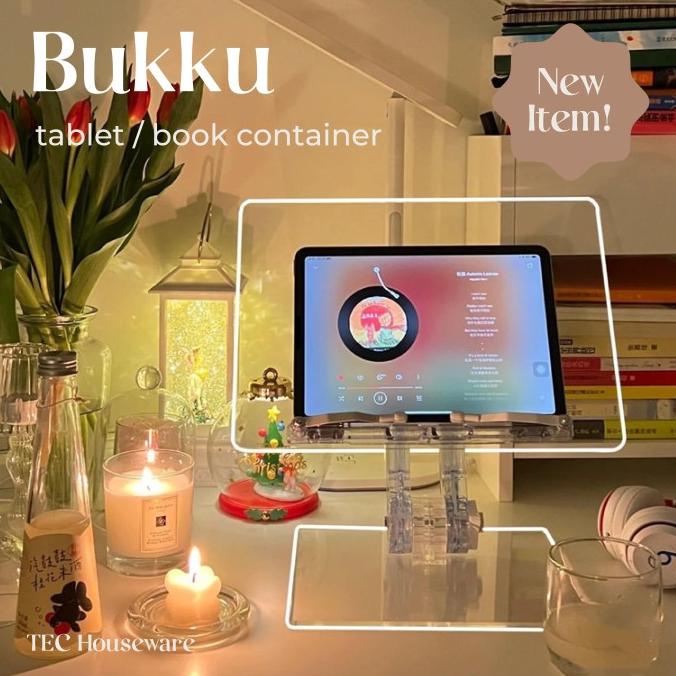 

Terbaru !!! TecBukku Tablet Holder Acrylic Adjustable Tablet Book Stand