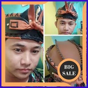 perkakas Topi Blangkon pria kulit asli  topi sunda topi bali kujang model terbaru 140ZZ3