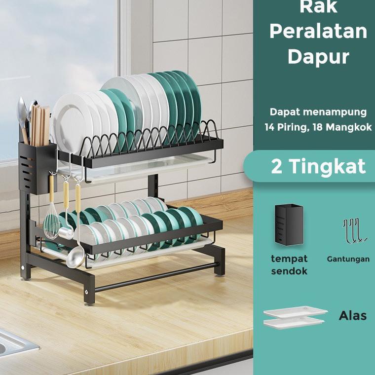 BEST SELLER Greenland Rak Piring Rak Dapur Gantung 3 Tingkat Rak Besi Anti Karat Rak penyimpanan Man