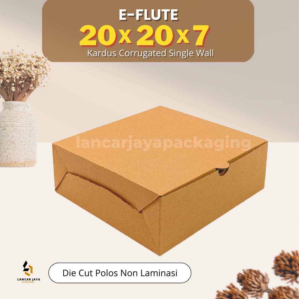 

E-FLUTE Box Kardus Coklat Corrugated Kotak Nasi Packaging Hampers Souvenir 20x20x7 cm