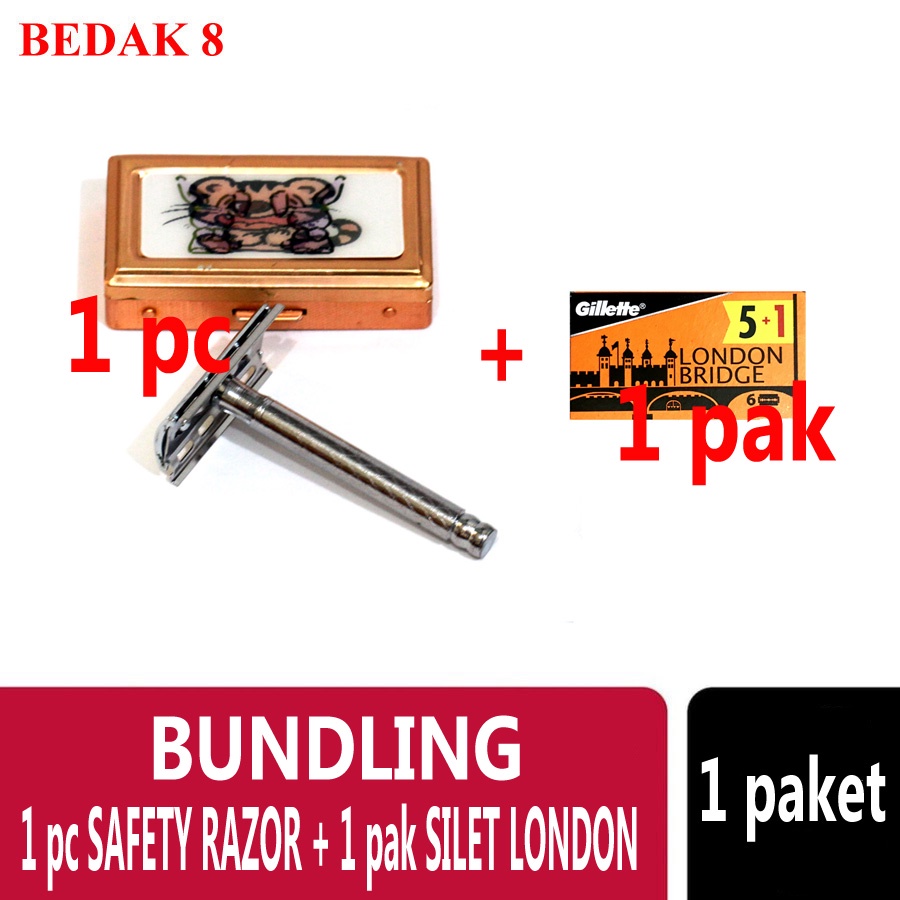 Safety Razor Alat Cukur  Jenggot /Kumis / Bulu Besi Import Full Gagang Besi (GAMBAR RANDOM)