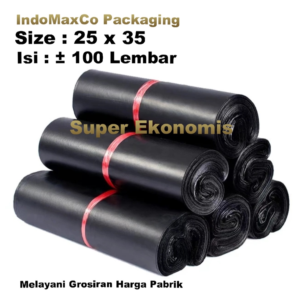 

Polymailer Kantong Plastik Packing Super Ekonomis Hitam 25 x 35 Cm / Plastik Packing Baju, Accesories / Packing Olshop