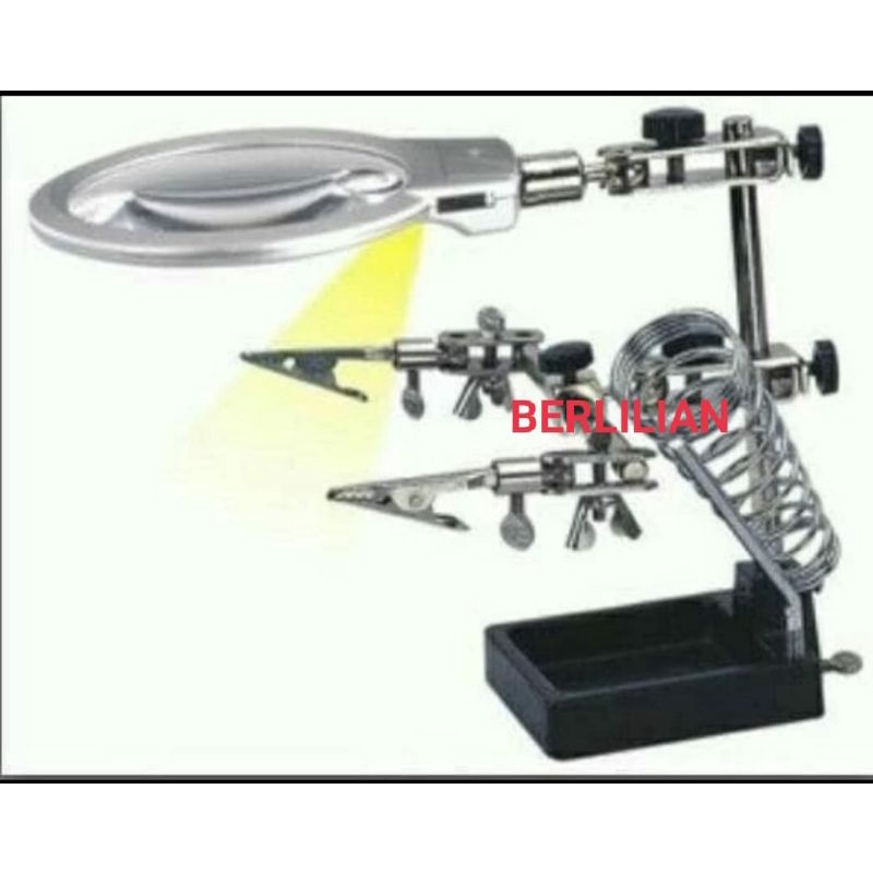 Helping Hend Besar + Stand Solder Alat Untuk Perlengkapan Solder - Lensa Pembesar