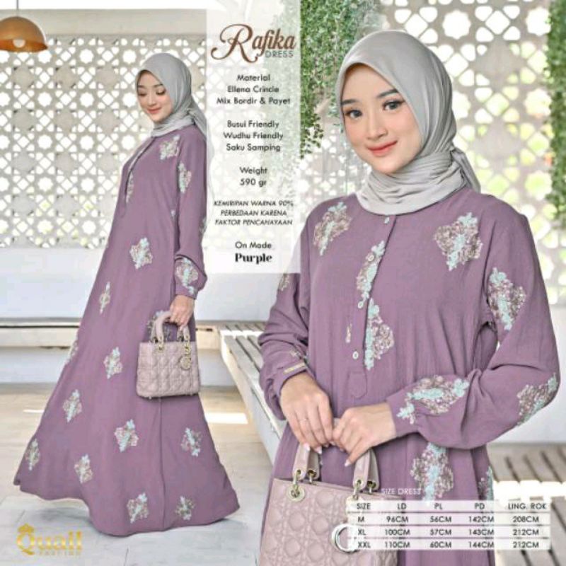 RAFIKA DRESS ORIGINAL QUAIL HIJAB // GAMIS CRINCLE BORDIR BEST SELLER KEKINIAN