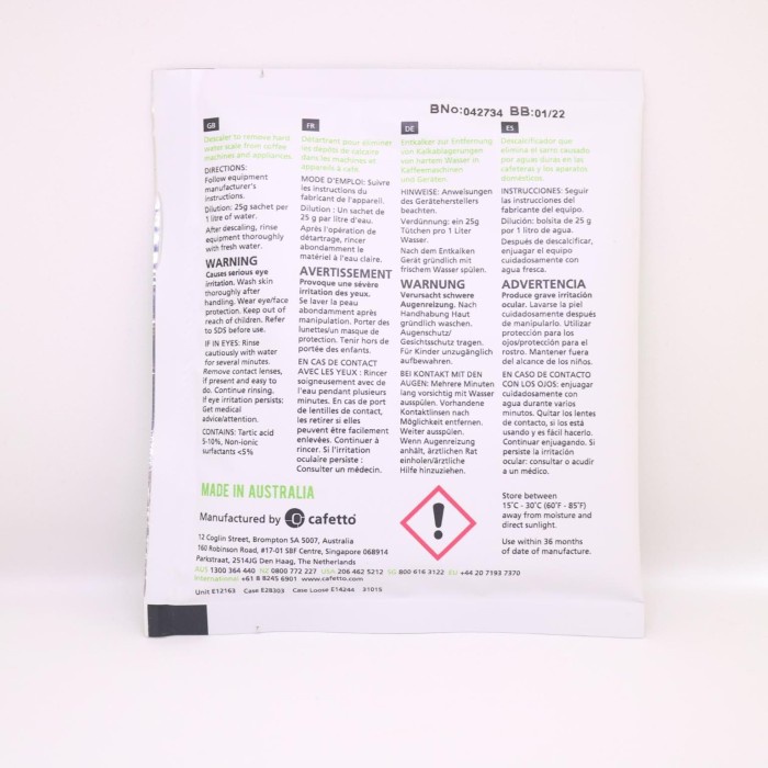 

Cafetto Restore Machine Descaler 25G Sachet