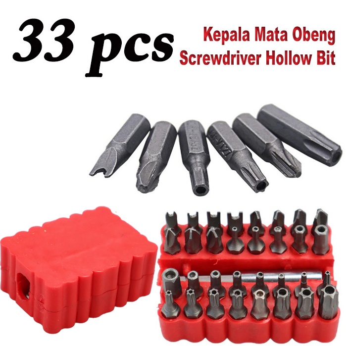 COD SET 33 PCS Mata Bor Obeng Magnet Screwdriver Cordless / Baja Komplit Plus Minus Bintang