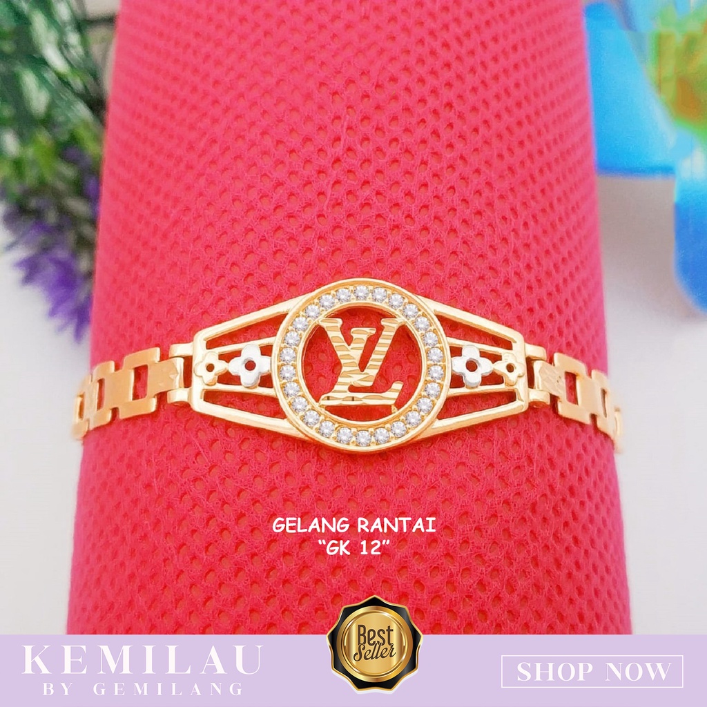 GELANG EMAS ASLI MURAH DEWASA GELANG RANTAI MODEL ELVI MEWAH KOMBINASI SWAROVSKI CRISTALL KADAR 8K A