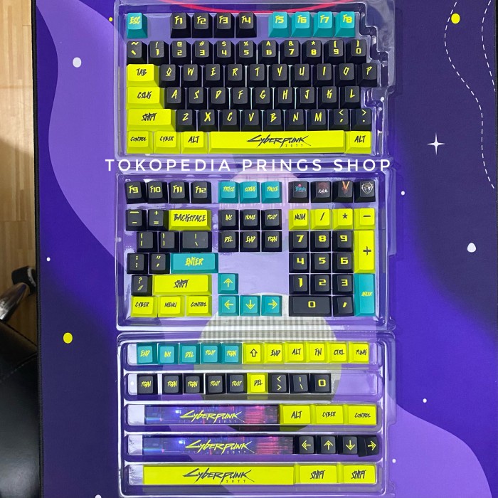 Terlaris Ready Mechanical Keycaps Cyberpunk 2077 Oem Pbt Double Shot 117Keys