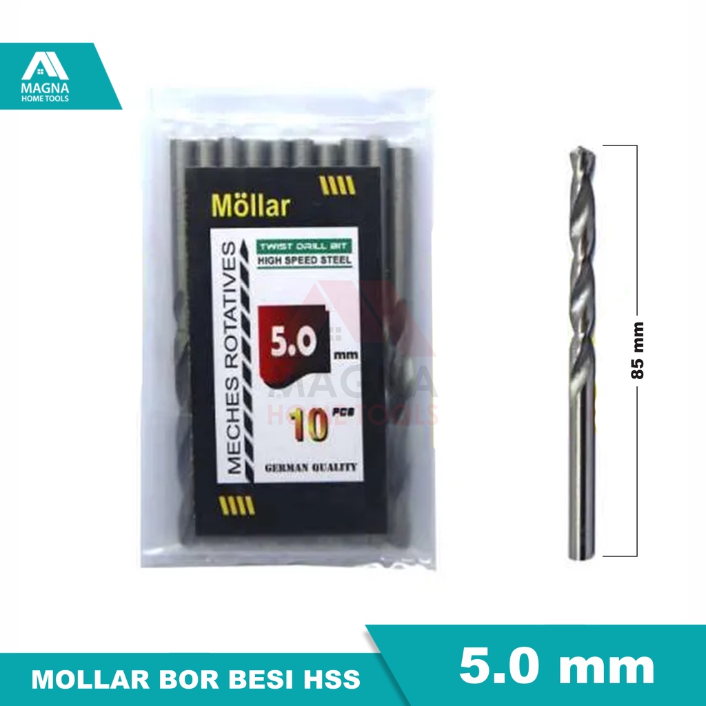 MATA BOR BESI LISTRIK HSS MOLLAR PUTIH 5 MM [ORI]